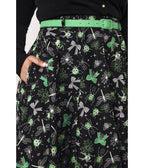 Hell Bunny Black & Green Bug Print Millie Skirt