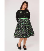 Hell Bunny Black & Green Bug Print Millie Skirt
