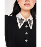Hell Bunny Black Cathedral Embroidered Elizabeth Blouse