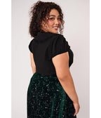 Hell Bunny Black Celeste Embroidered Ruffle Collar Blouse