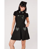 Hell Bunny Black Spiderweb Embroidered Millie Pinafore Dress