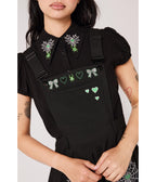 Hell Bunny Black Spiderweb Embroidered Millie Pinafore Dress