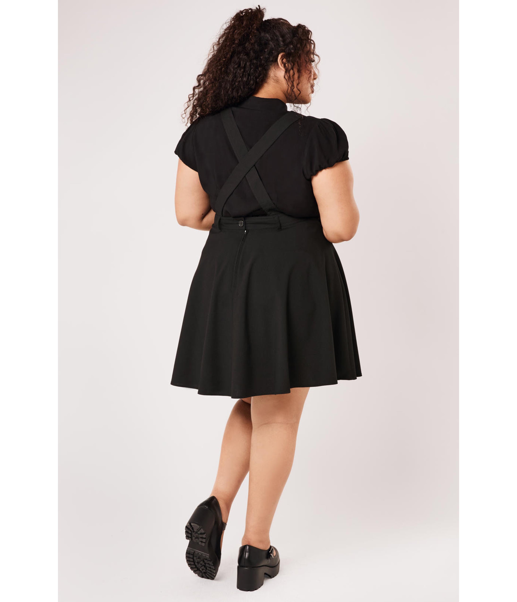 Hell Bunny Black Spiderweb Embroidered Millie Pinafore Dress