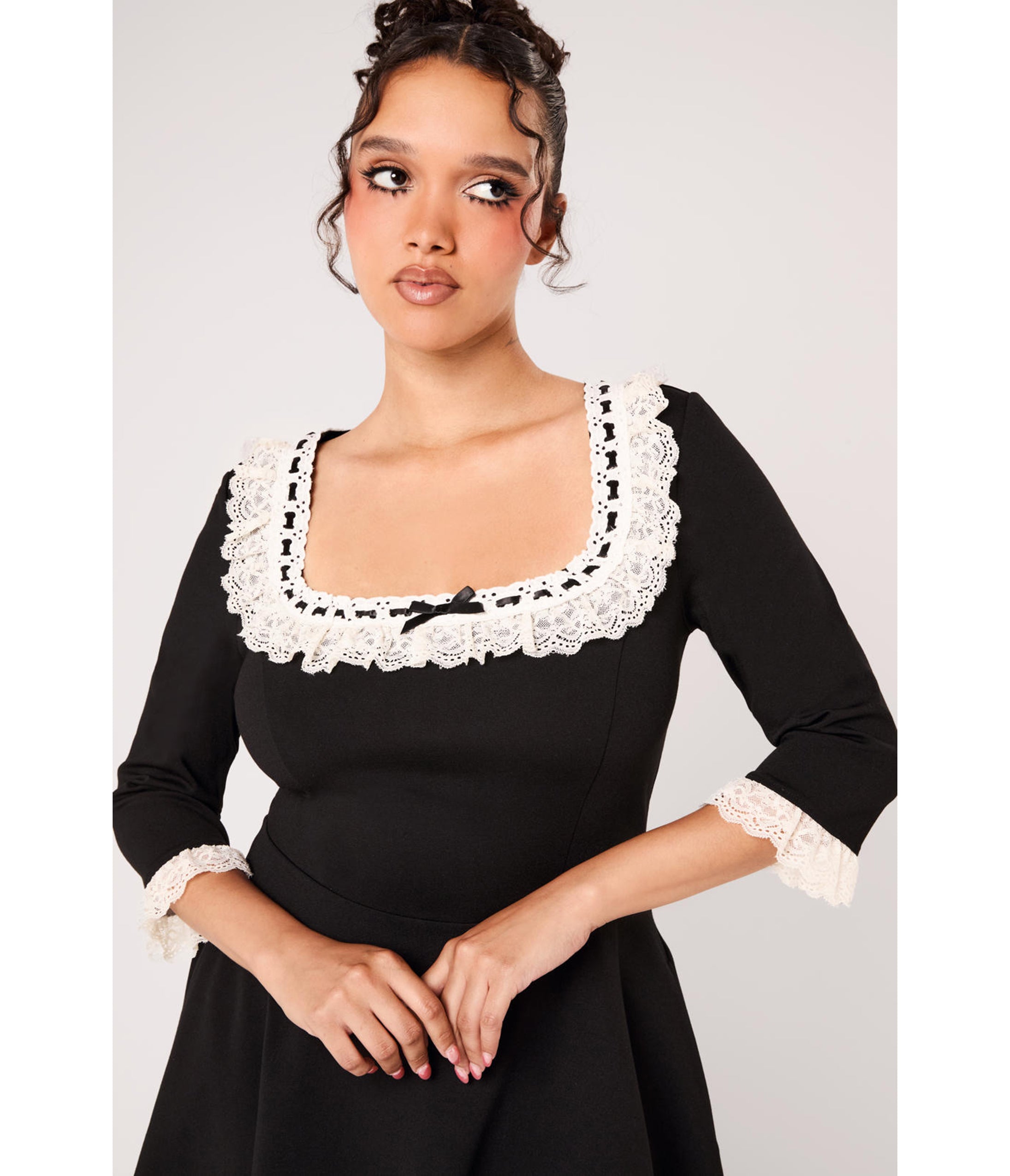 Hell Bunny Black Lace Trim Moira Dress