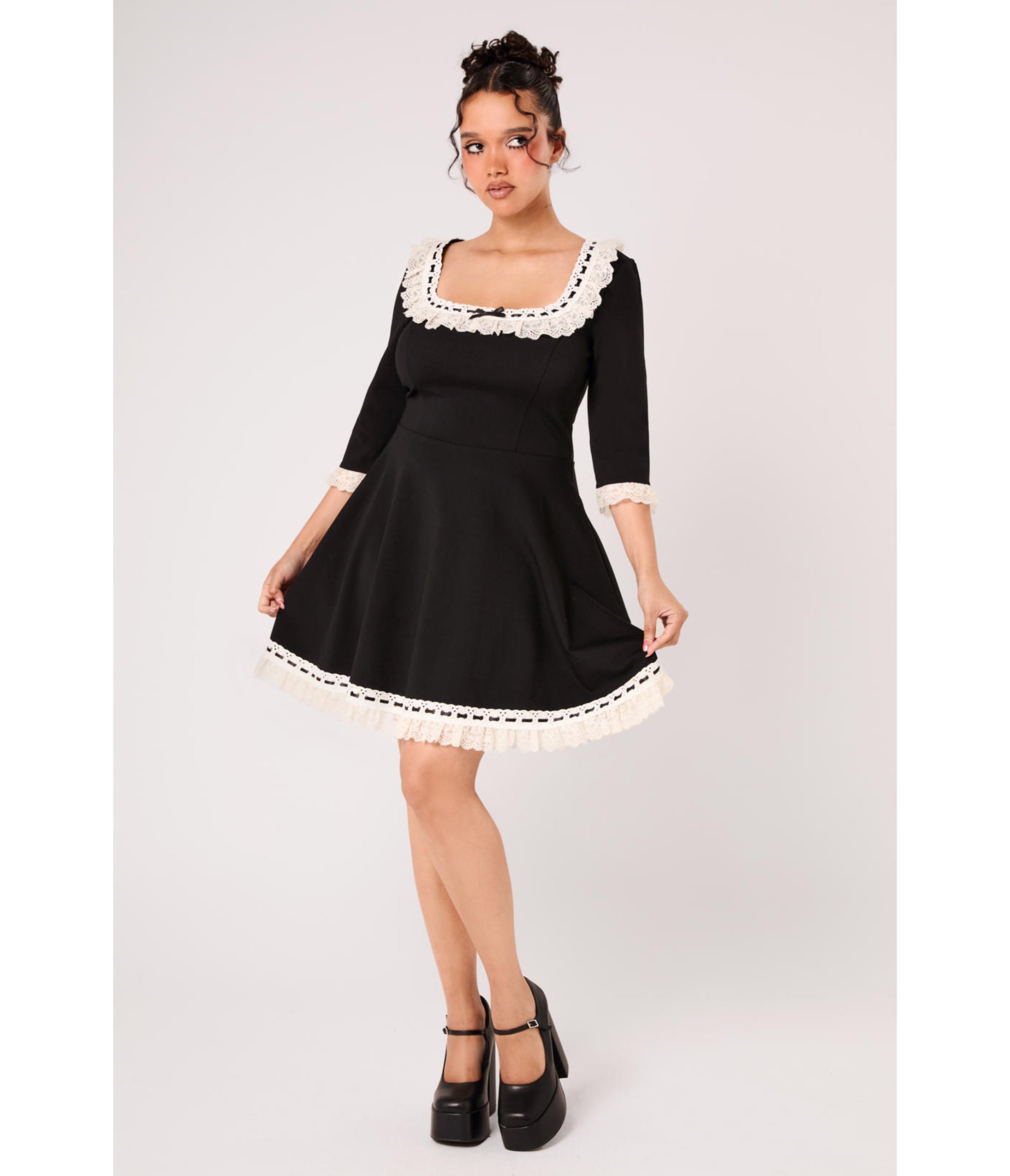 Hell Bunny Black Lace Trim Moira Dress
