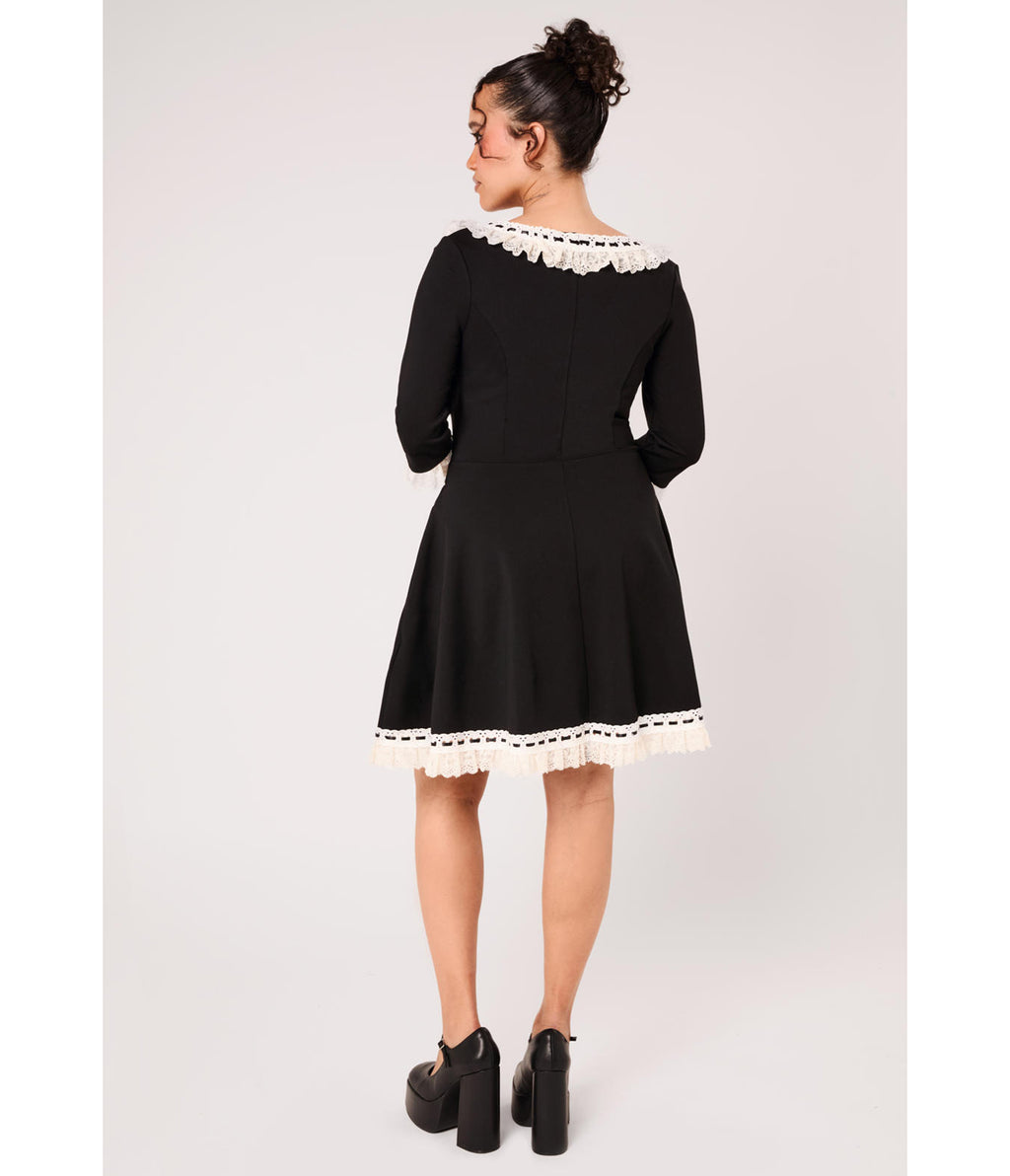 Hell Bunny Black Lace Trim Moira Dress