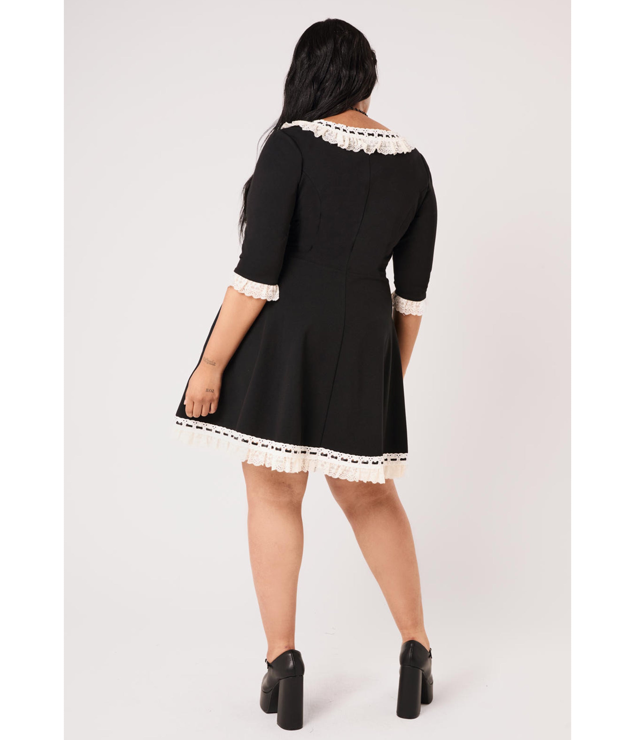 Hell Bunny Black Lace Trim Moira Dress