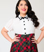 Unique Vintage Plus Size White & Red Plaid Beverly Swing Dress