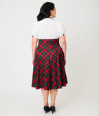 Unique Vintage Plus Size White & Red Plaid Beverly Swing Dress