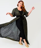 Unique Vintage Plus Size Black Sequin Duster