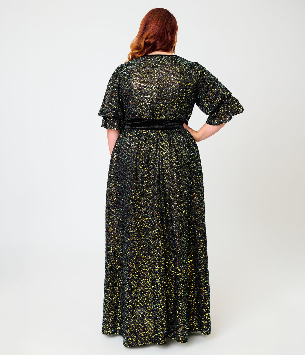 Unique Vintage Plus Size Black Sequin Duster