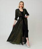 Unique Vintage Black Sequin Duster