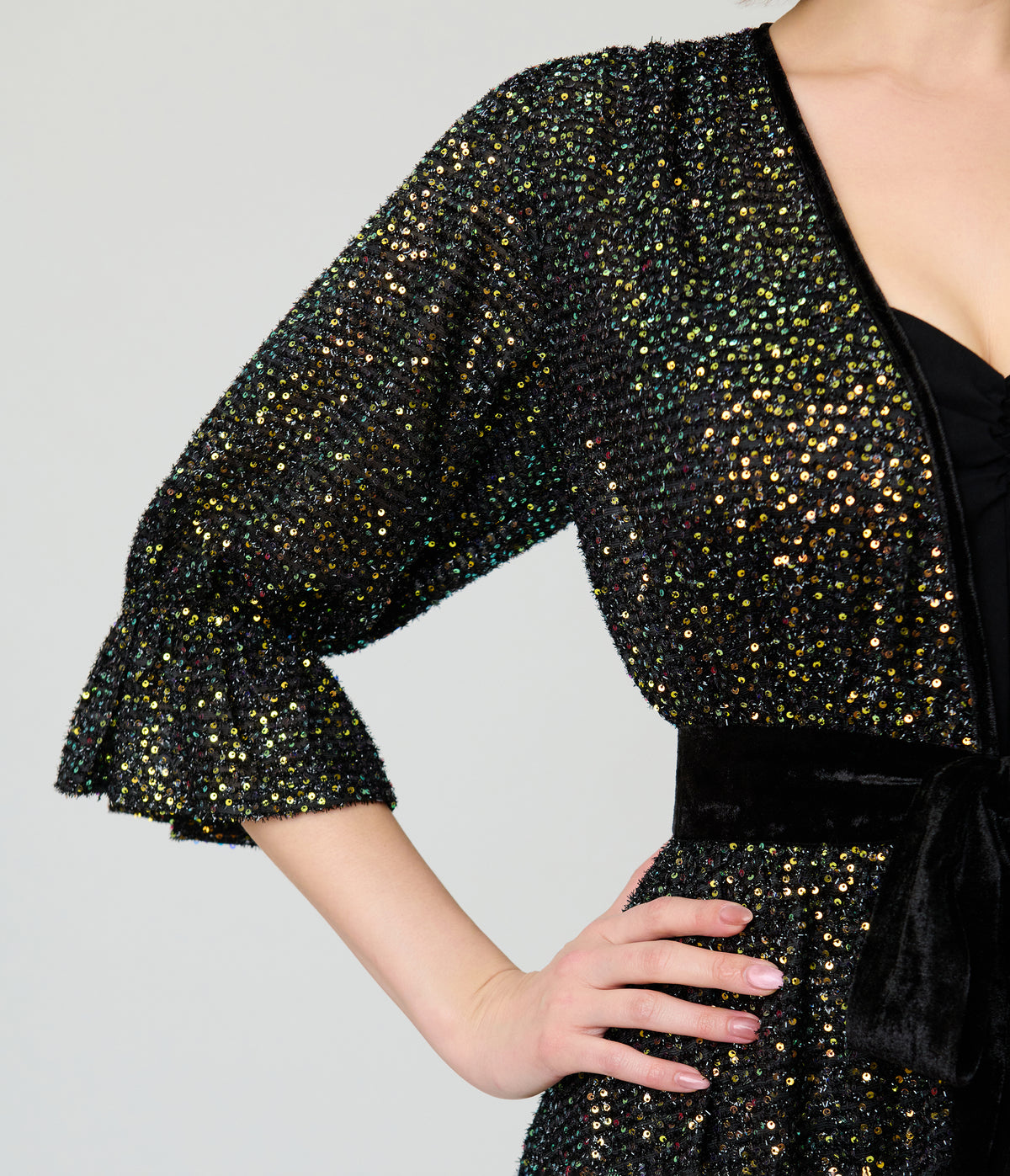Unique Vintage Black Sequin Duster