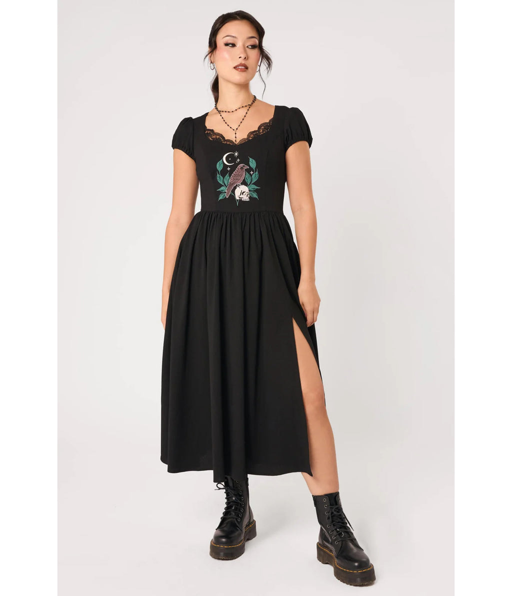 Hell Bunny Black Raven Nevermore Midi Dress