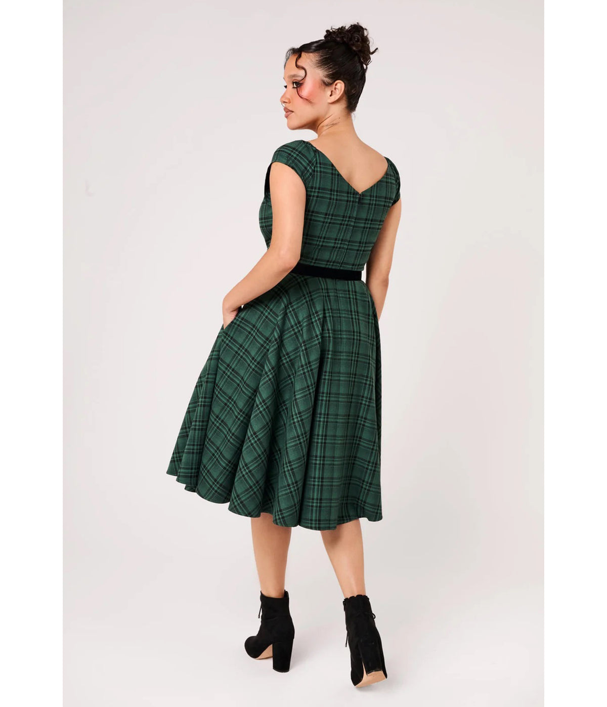 Hell Bunny Green Tartan Plaid Eden Dress