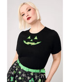 Hell Bunny Black & Green Jack-O-Lantern Top