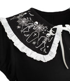 Hell Bunny Black Skeleton Dance Macabre Blouse