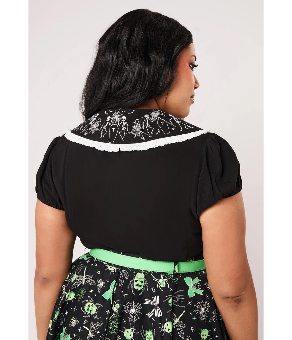 Hell Bunny Black Skeleton Dance Macabre Blouse