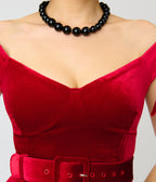 Unique Vintage Red Velvet Prairie Swing Dress