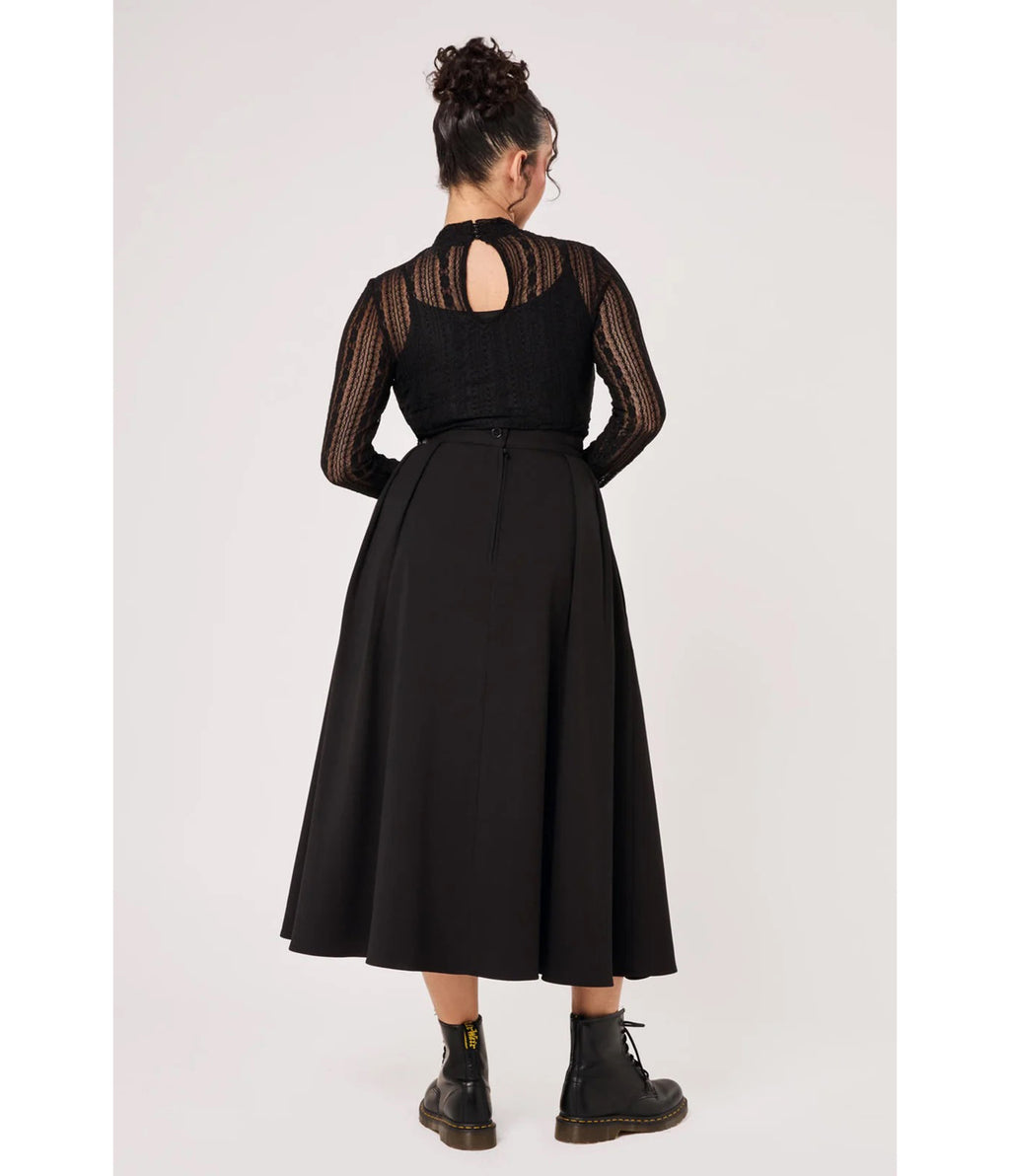 Hell Bunny Black Maude Midi Skirt