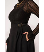 Hell Bunny Black Maude Midi Skirt
