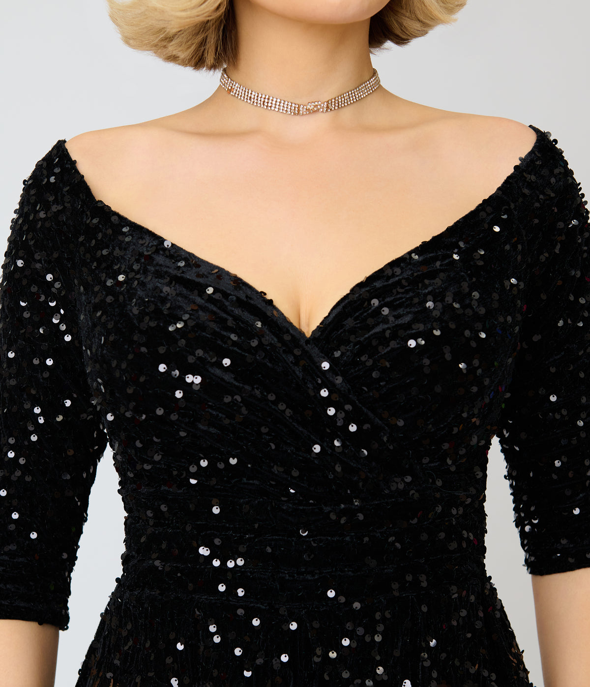 Unique Vintage Black Sequin Marceline Swing Dress