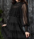 Witchwood Bags Black Mesh Ruffle Lola Mini Dress