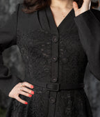 Witchwood Bags Black Lace Long Sleeve June Midi Dress