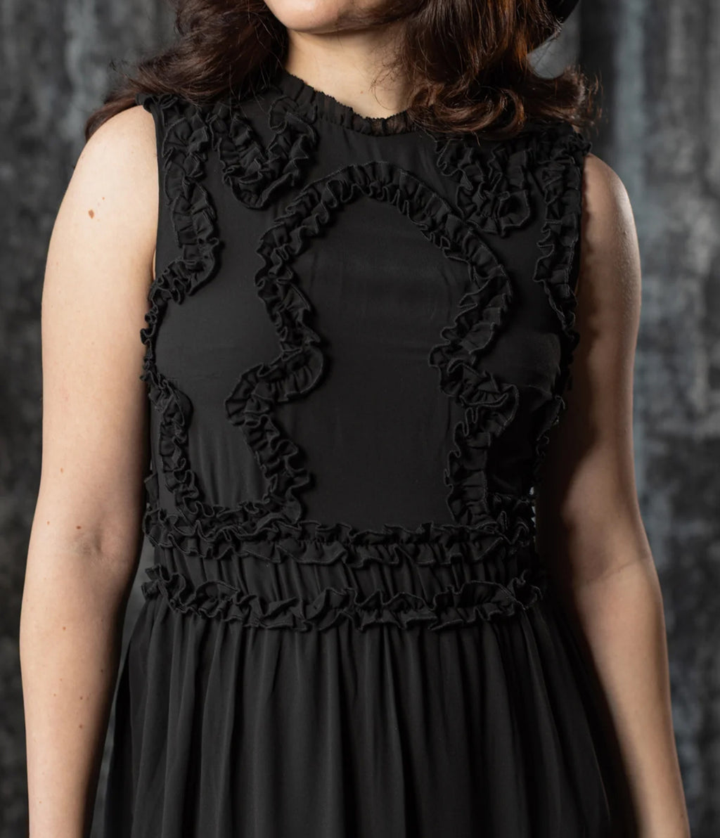 Witchwood Bags Black Kalma Ruffle Maxi Dress