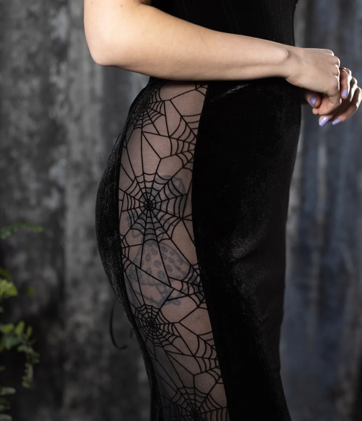 Witchwood Bags Black Velvet Arachne Pencil Skirt