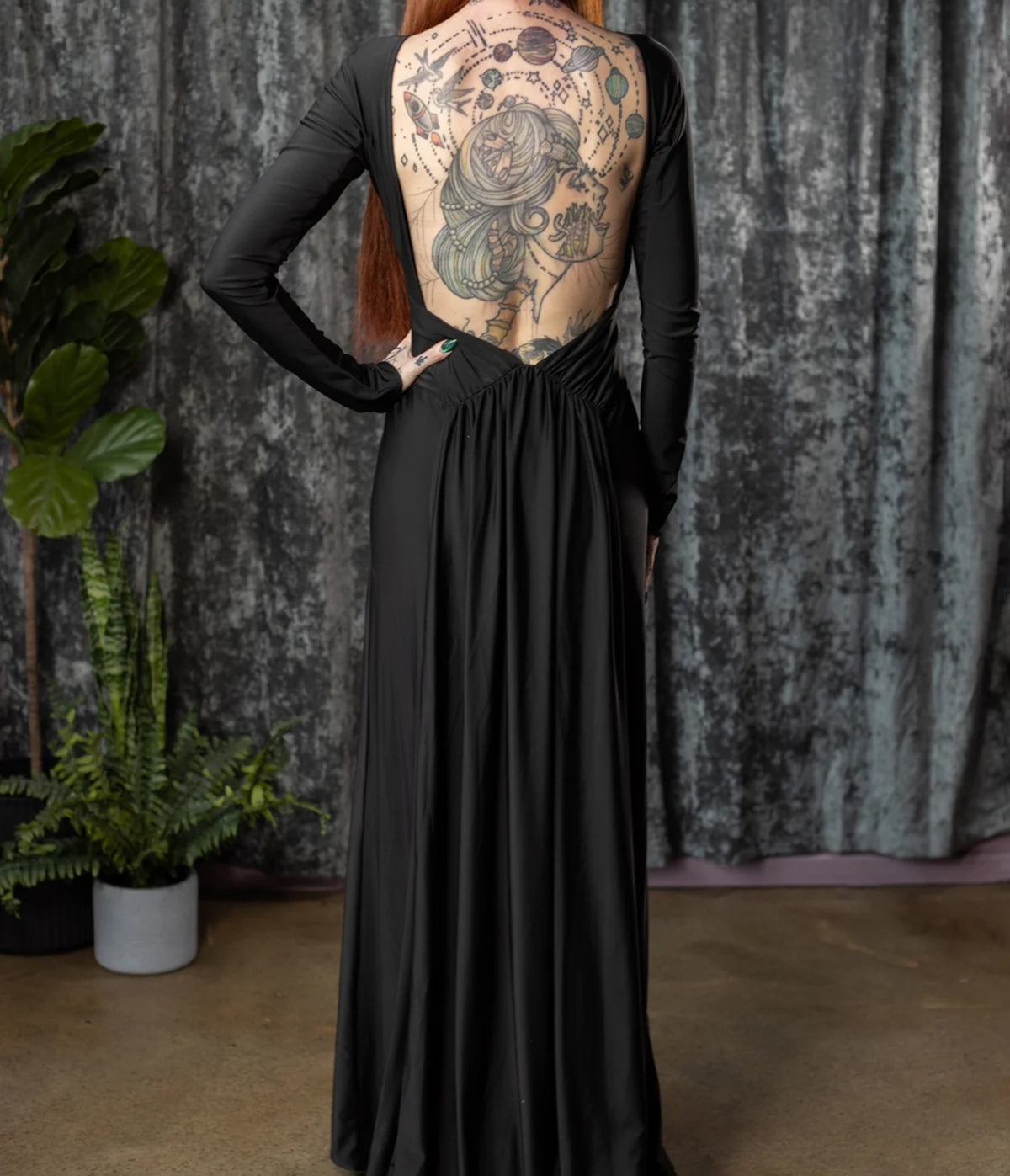 Witchwood Bags Black Open Back Helena Maxi Dress