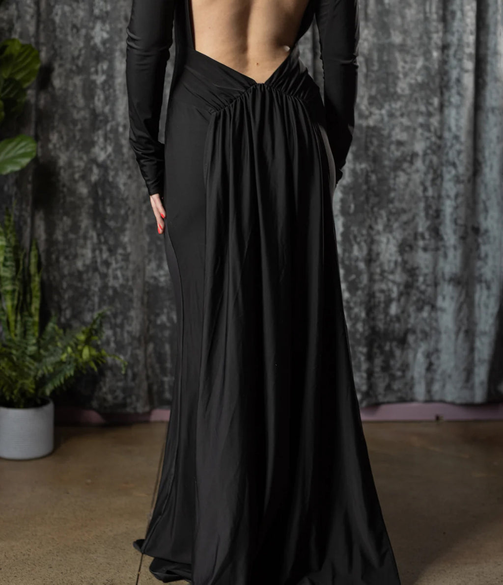 Witchwood Bags Black Open Back Helena Maxi Dress