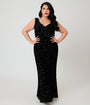 Unique Vintage Plus Size Black Sequin Goldwyn Gown