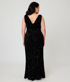 Unique Vintage Plus Size Black Sequin Goldwyn Gown