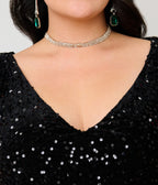 Unique Vintage Plus Size Black Sequin Goldwyn Gown