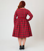 Unique Vintage Plus Size 1950s Red Plaid Sweetheart Sharon Swing Dress