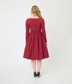 Unique Vintage 1950s Red Plaid Sweetheart Sharon Swing Dress
