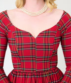 Unique Vintage 1950s Red Plaid Sweetheart Sharon Swing Dress