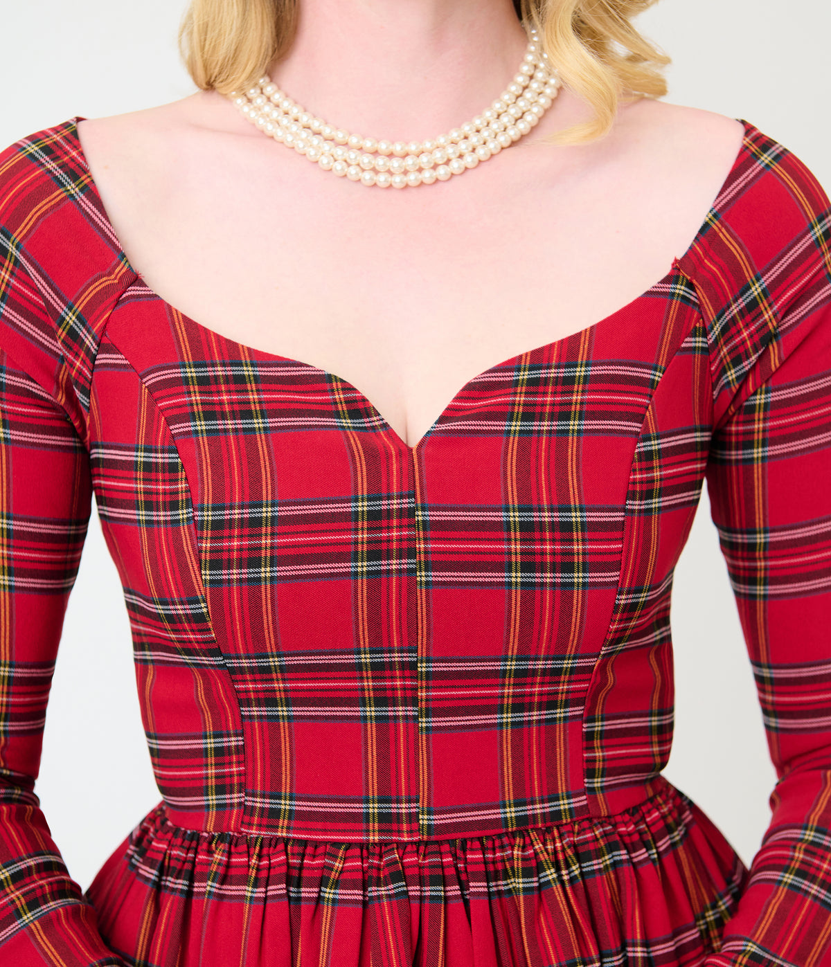 Unique Vintage 1950s Red Plaid Sweetheart Sharon Swing Dress