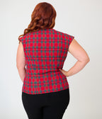 Unique Vintage Plus Size Red Plaid Hedda Top