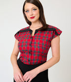Unique Vintage Red Plaid Hedda Top
