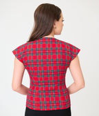 Unique Vintage Red Plaid Hedda Top