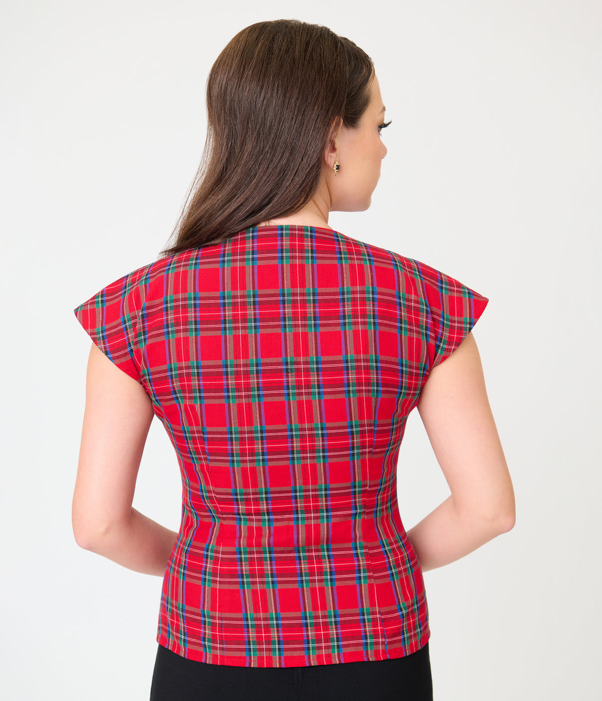 Unique Vintage Red Plaid Hedda Top