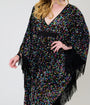 Smak Parlour Black & Rainbow Sequin Fringe Angela Caftan Dress