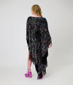 Smak Parlour Black & Rainbow Sequin Fringe Angela Caftan Dress
