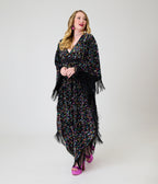 Smak Parlour Black & Rainbow Sequin Fringe Angela Caftan Dress