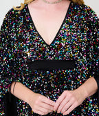 Smak Parlour Black & Rainbow Sequin Fringe Angela Caftan Dress