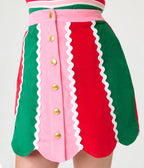 Smak Parlour Candy Cane Christmas Stripe Campus Mini Skirt
