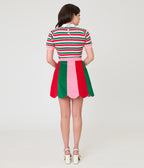 Smak Parlour Candy Cane Christmas Stripe Campus Mini Skirt