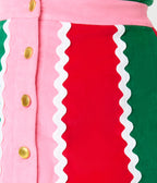 Smak Parlour Candy Cane Christmas Stripe Campus Mini Skirt